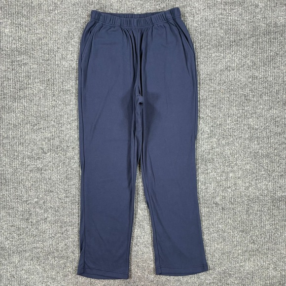 Woman Within Pants - Woman Within Size 14/16 Petite Blue Pull On Pants Elastic Waist Straight Leg